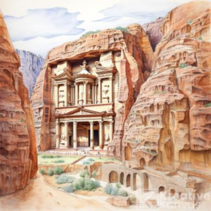 Whispers of Al-Khazneh: A Watercolor Ode to Petra