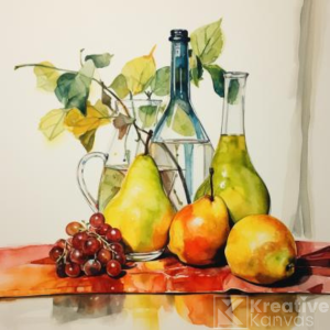 Harmony in Hues: Still Life with Fruit and Glass